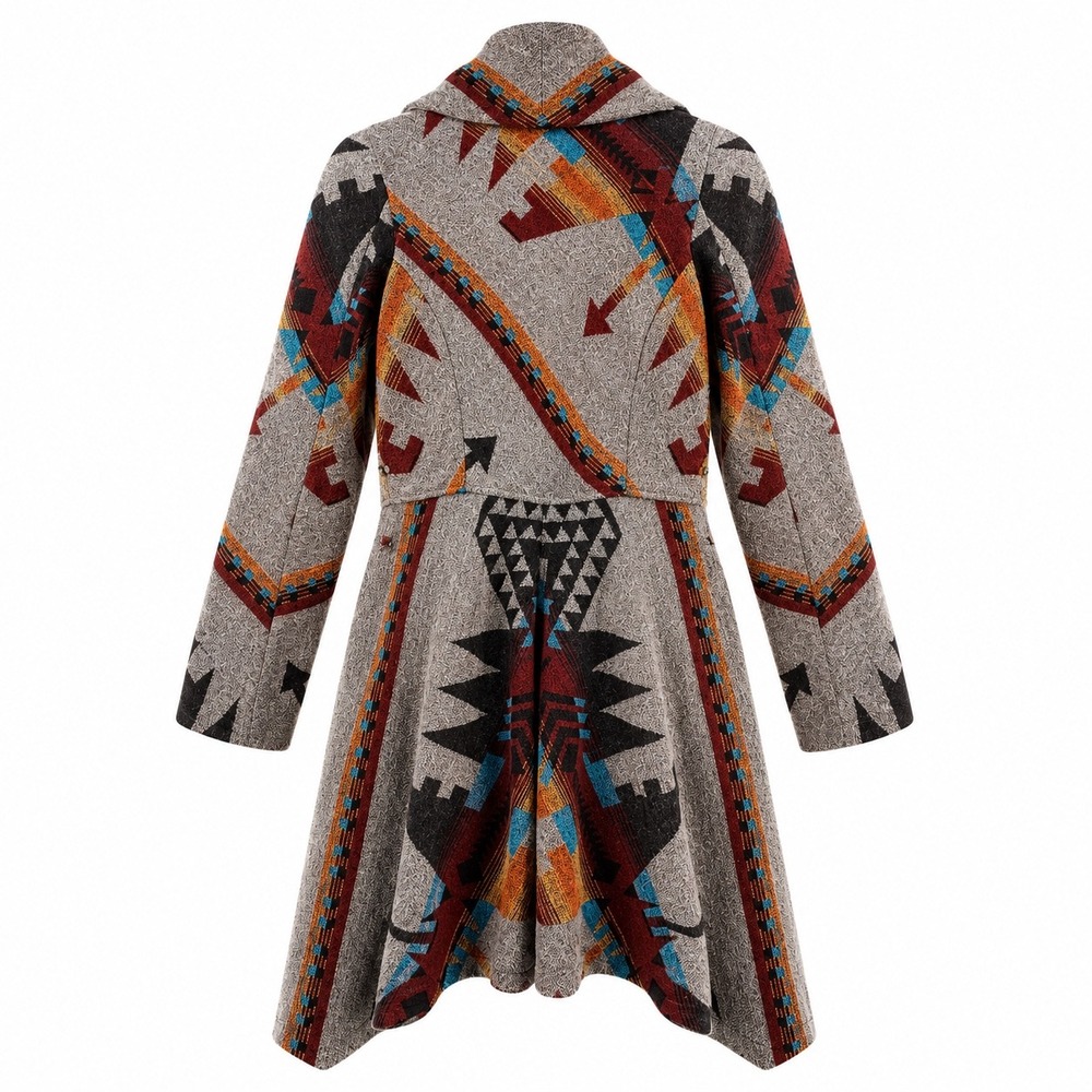 American Rag Cie Draped Coat Southwestern Wool Blend XS Gray Aztec Western - Picture 2 of 8